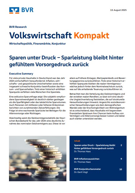13. August 2025: Sparen unter Druck – Sparleistung bleibt hinter  gefühltem Vorsorgedruck zurück